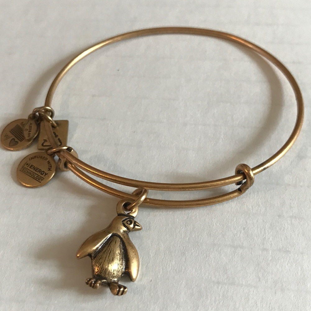 Alex and Ani Penguin Bangle, gold finish